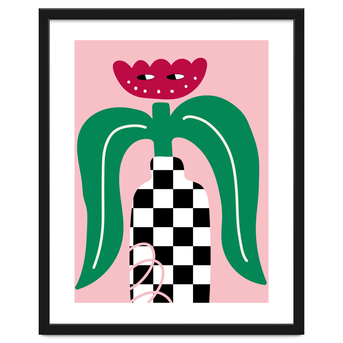 Flower in Checker Vase