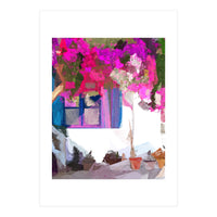Blossom Is Just Around The Corner, Bougainvillea Tropical Greece Architecture, Botanical SummerTravel Bohemian (Print Only)