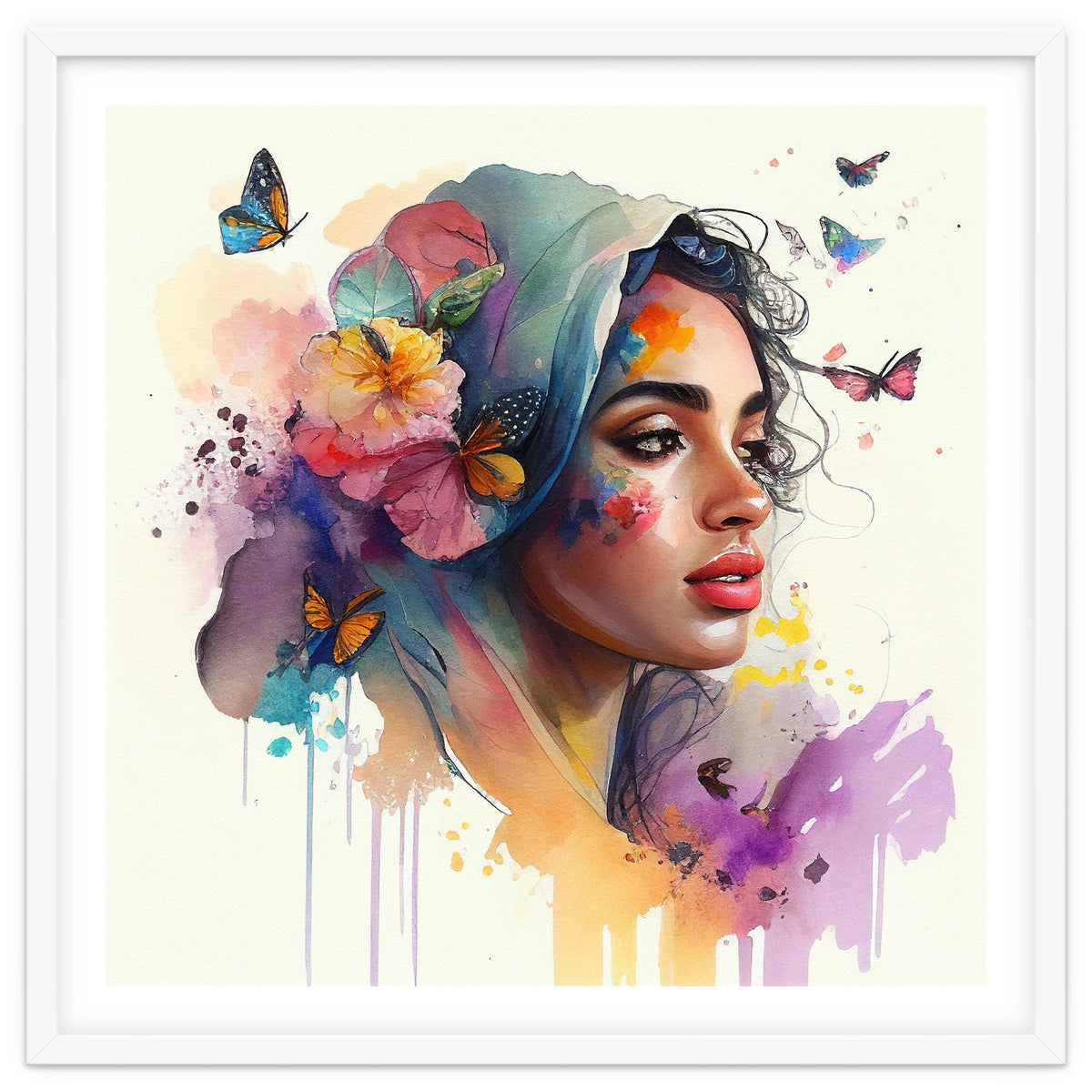 Watercolor Floral Arabian Woman #1