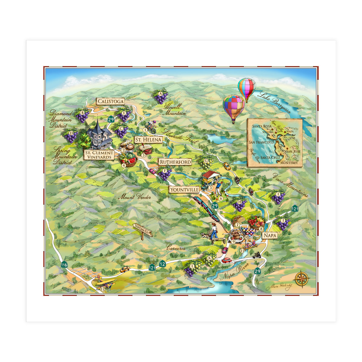 Napa Valley Illustrated Map (Print Only)