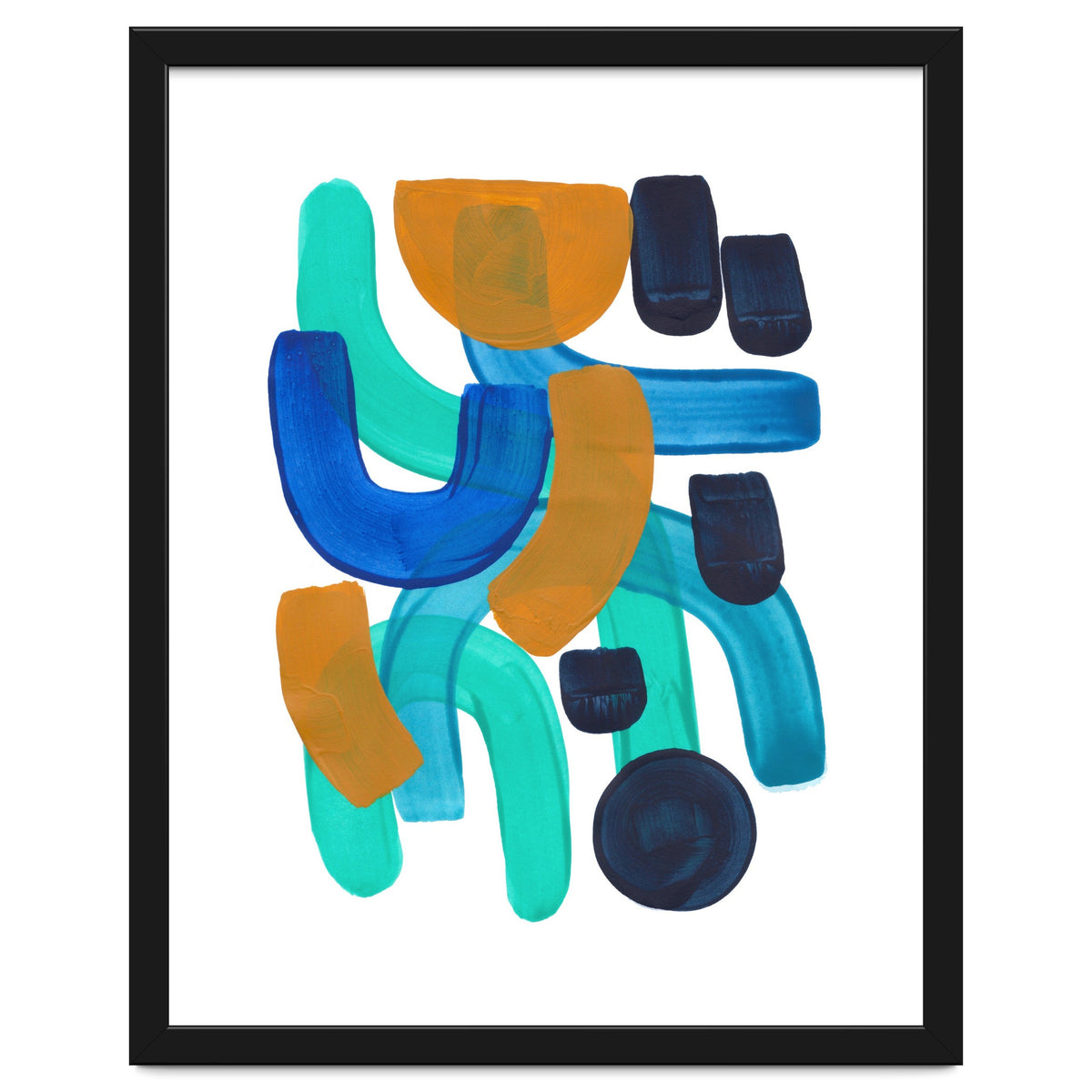 Fun Colorful Blue Turquoise Shape Yellow Accent