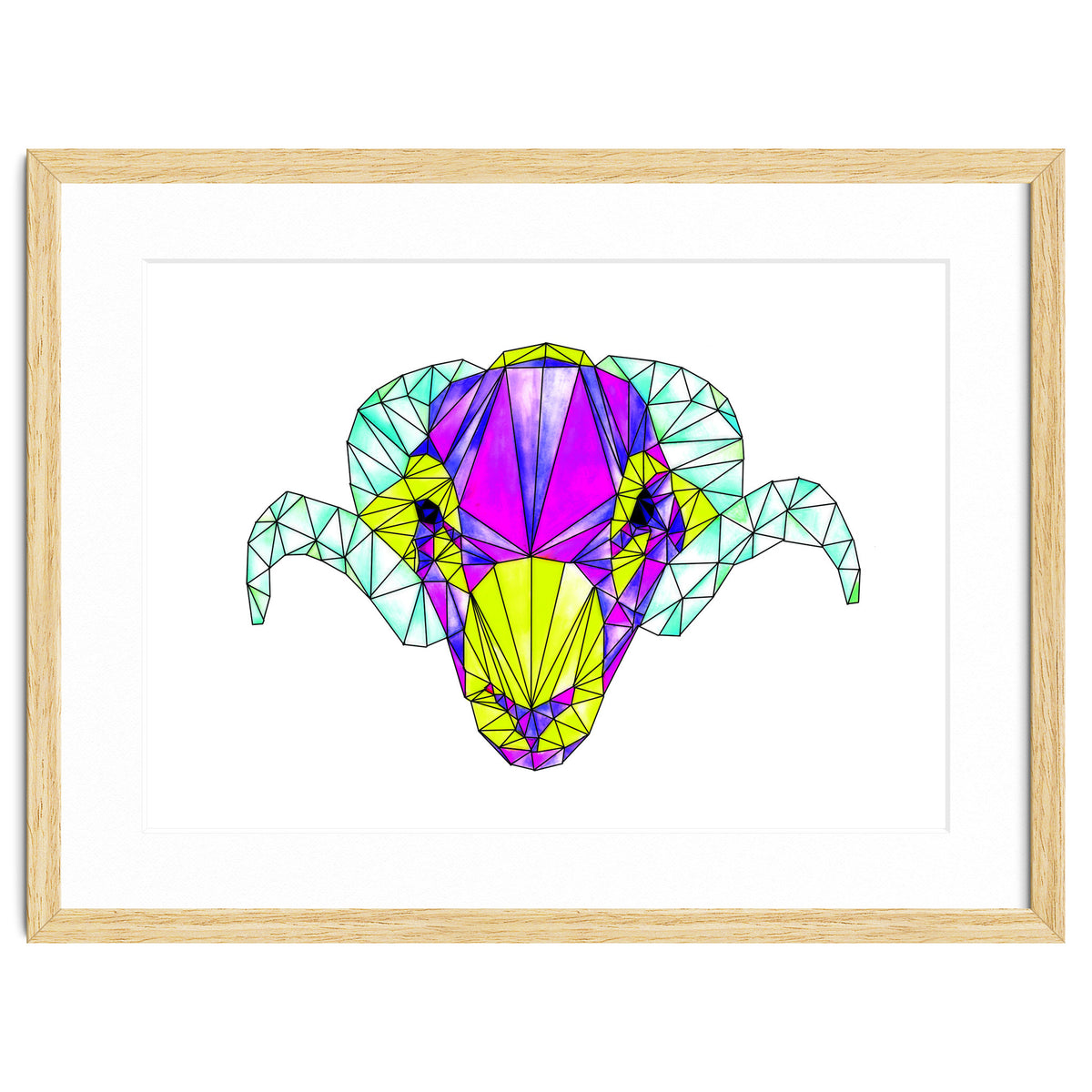 Colourful Geometric Swaledale Sheep Tup with Black Lines