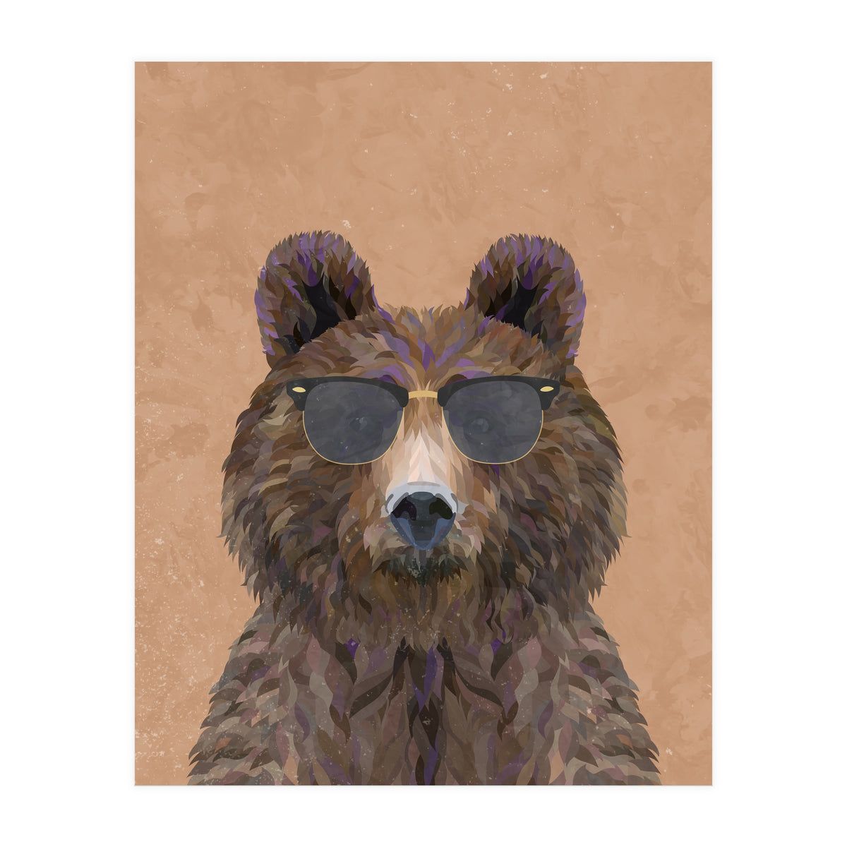 Cool Bear Wearing Sunglasses Portrait (Print Only)