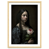 Sad Young Woman Moody Vintage Dark Painting