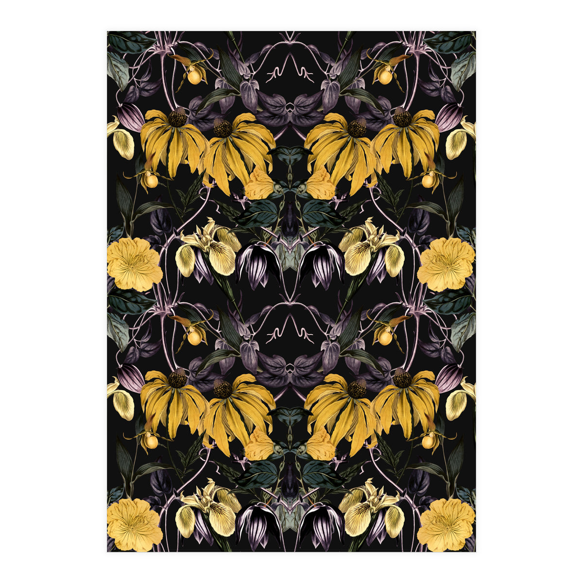 Nocturnal botanical garden kaleidoscope (Print Only)