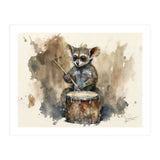 Bush Baby Playing Drum Watercolor Painting (Print Only) thumbnail