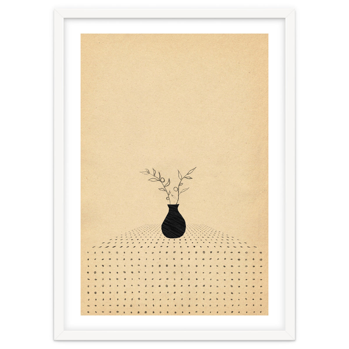 Abstract still life, vase and plants