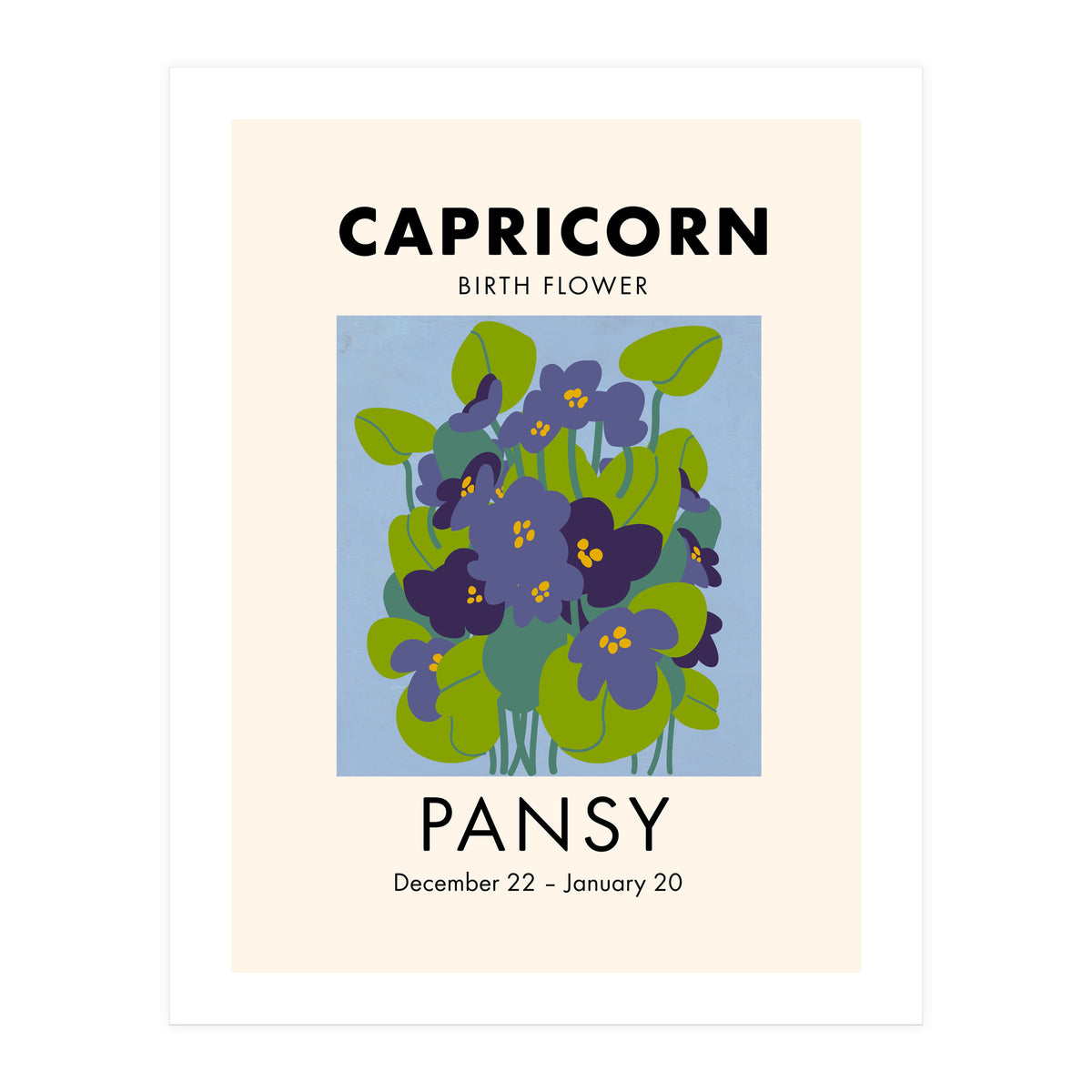 Capricorn Birth Flower Pansy (Print Only)