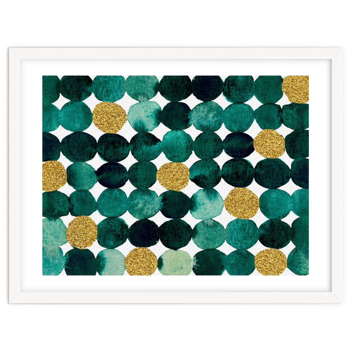 Dots pattern - emerald green and gold