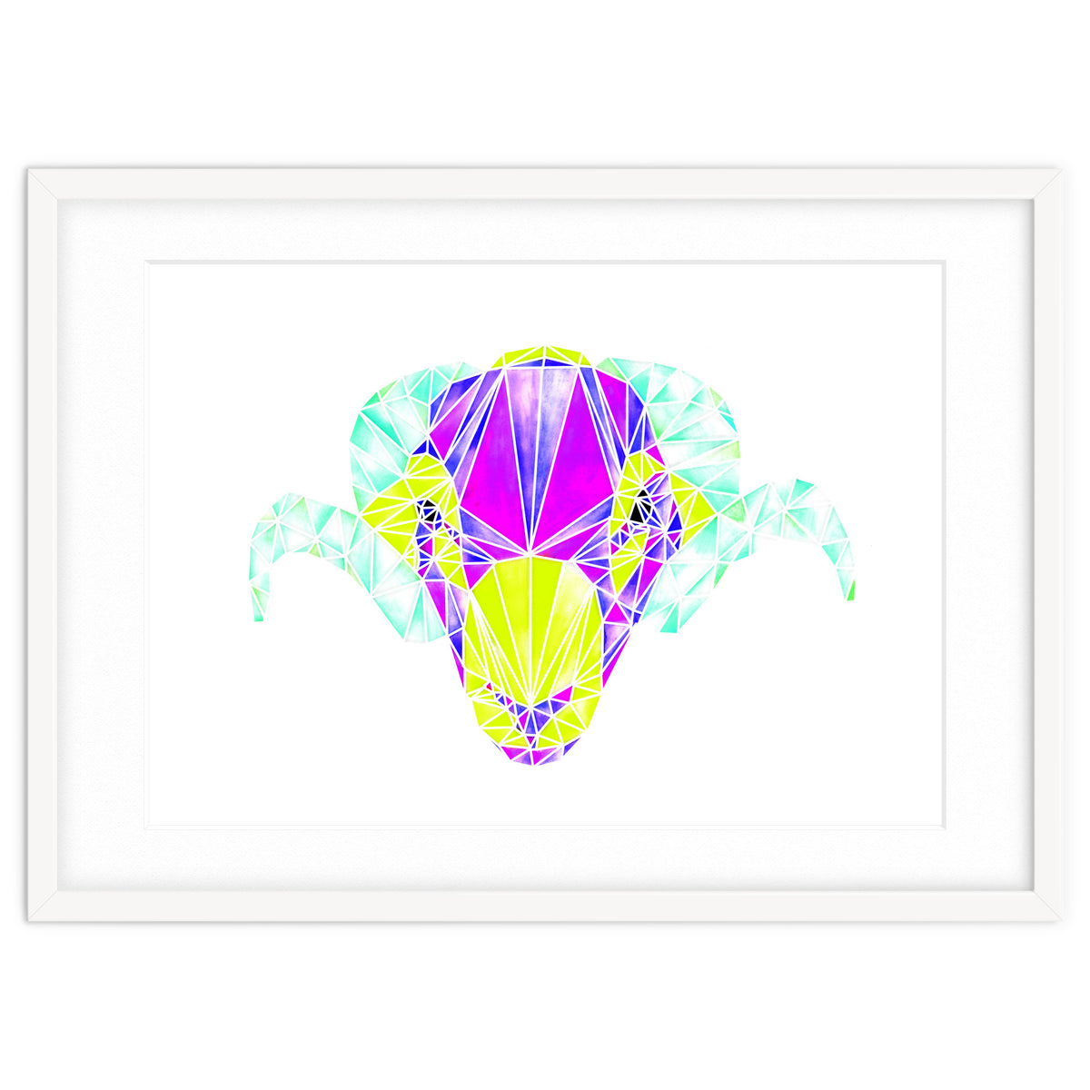 Colourful Geometric Swaledale Sheep Tup with White Lines