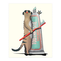 Meerkat Brushing Teeth, Funny Bathroom Humour (Print Only)