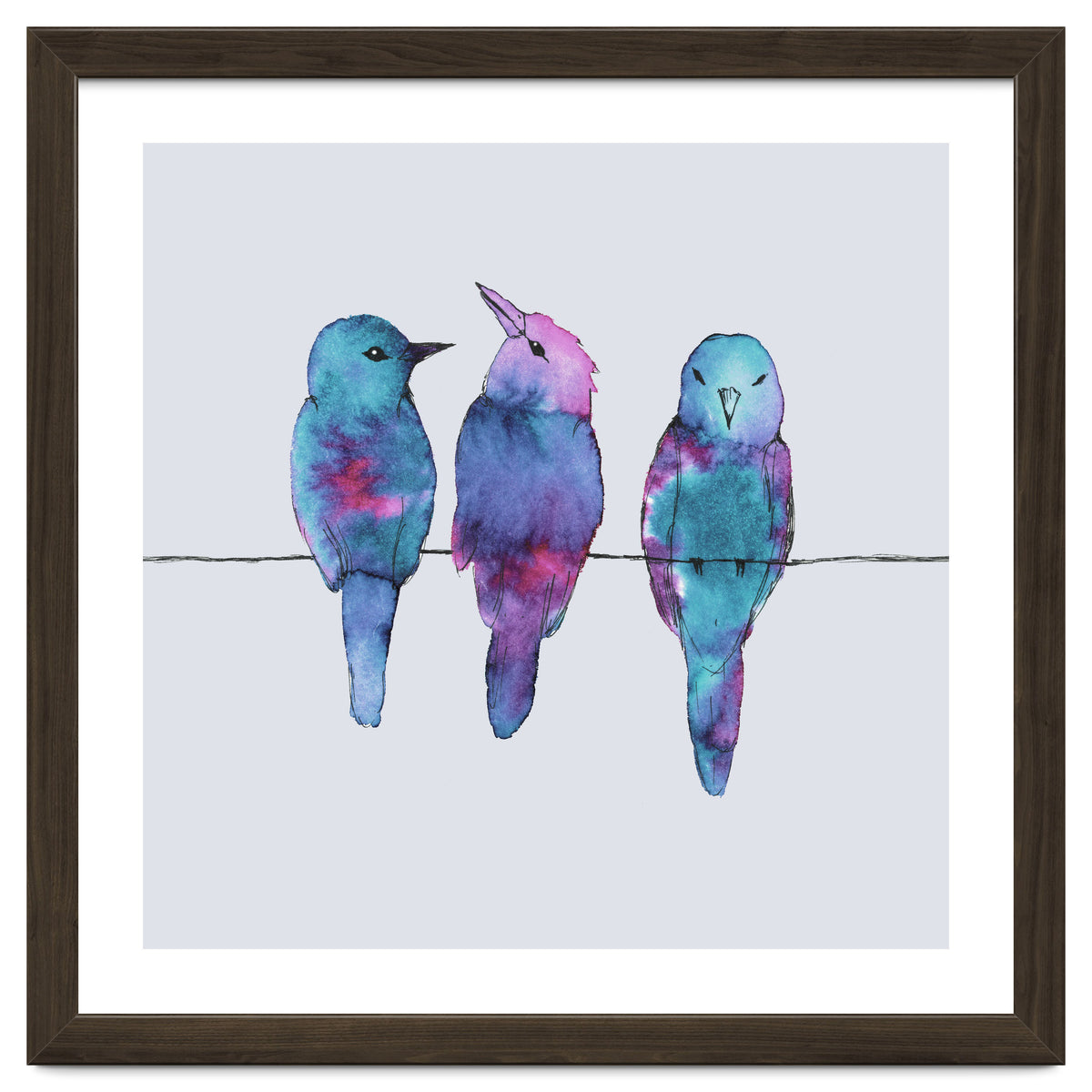 Three birds on a wire