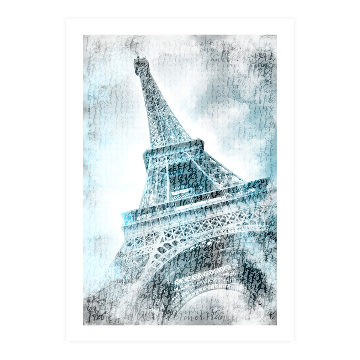 PARIS Watercolor Eiffel Tower | turquoise (Print Only)