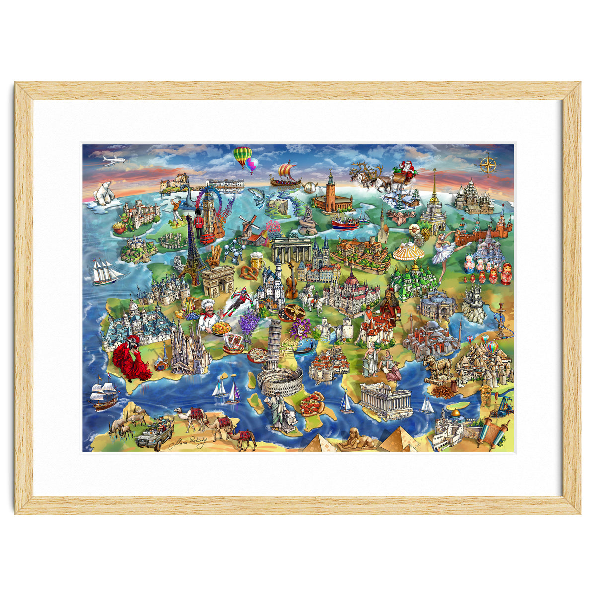European World Wonders Illustrated Map