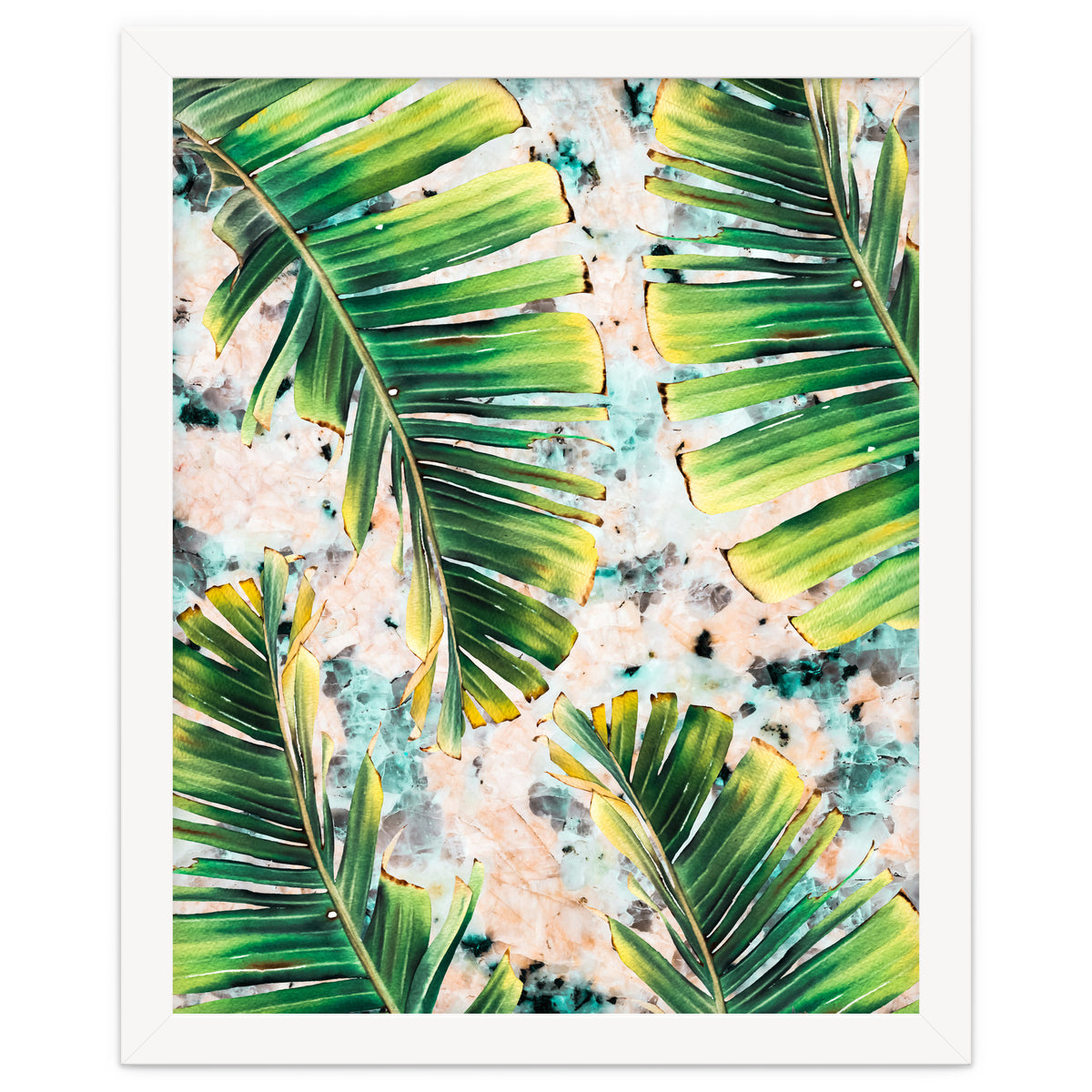 Palm leaf on marble 02