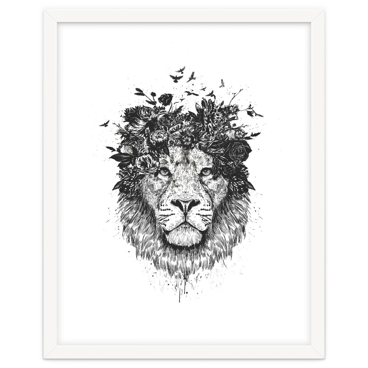 Floral Lion Bw