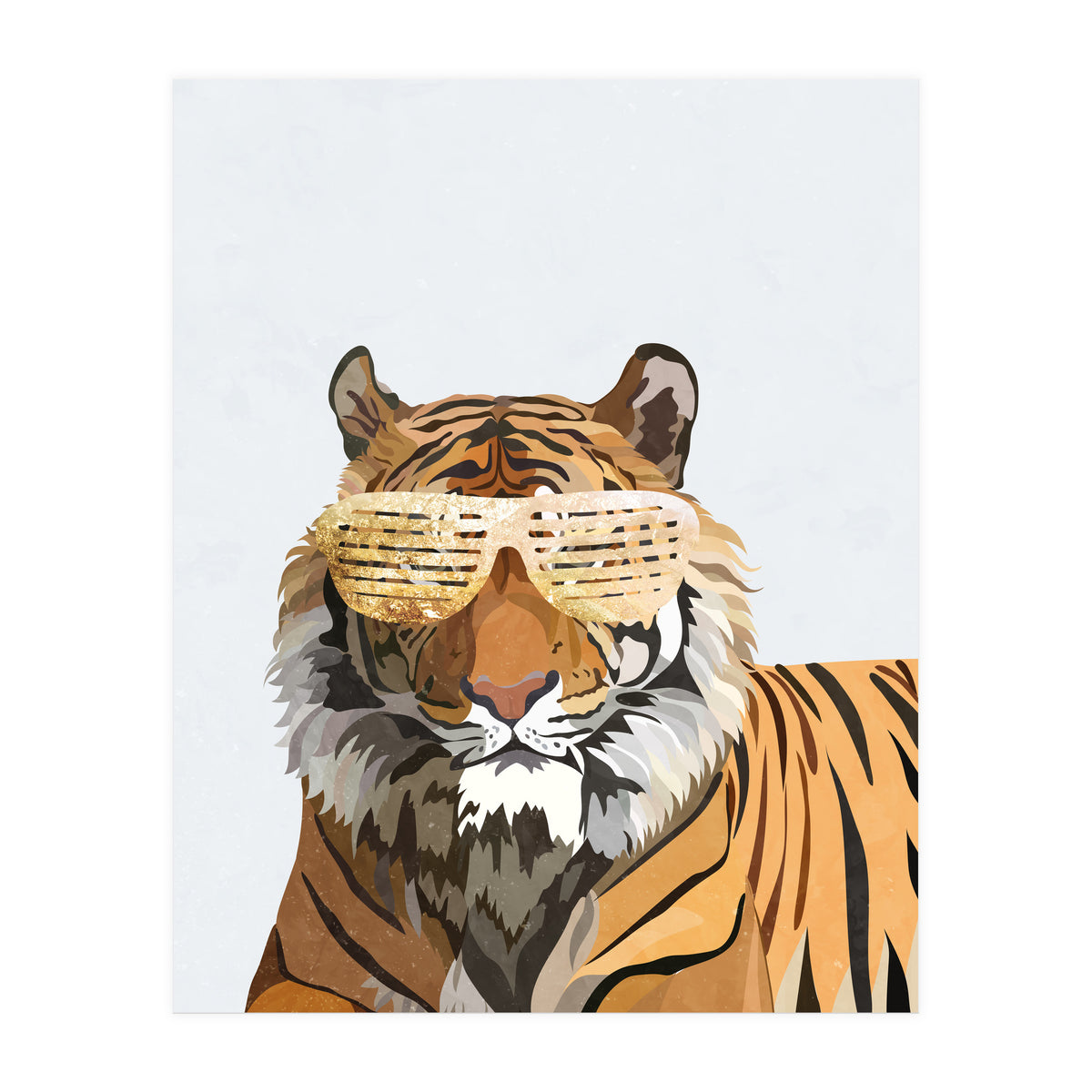 Hip Hop Tiger White Portrait (Print Only)