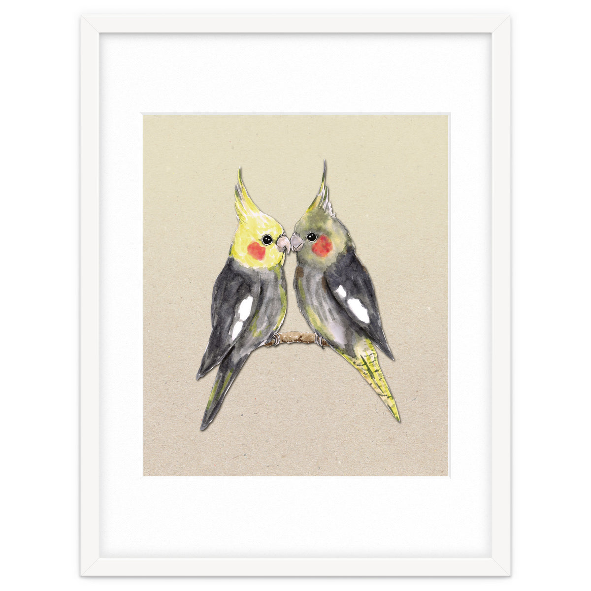 Two cute cockatiels