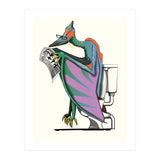 Dinosaur Pterodactyl on the Toilet, Funny Bathroom Humour (Print Only) thumbnail
