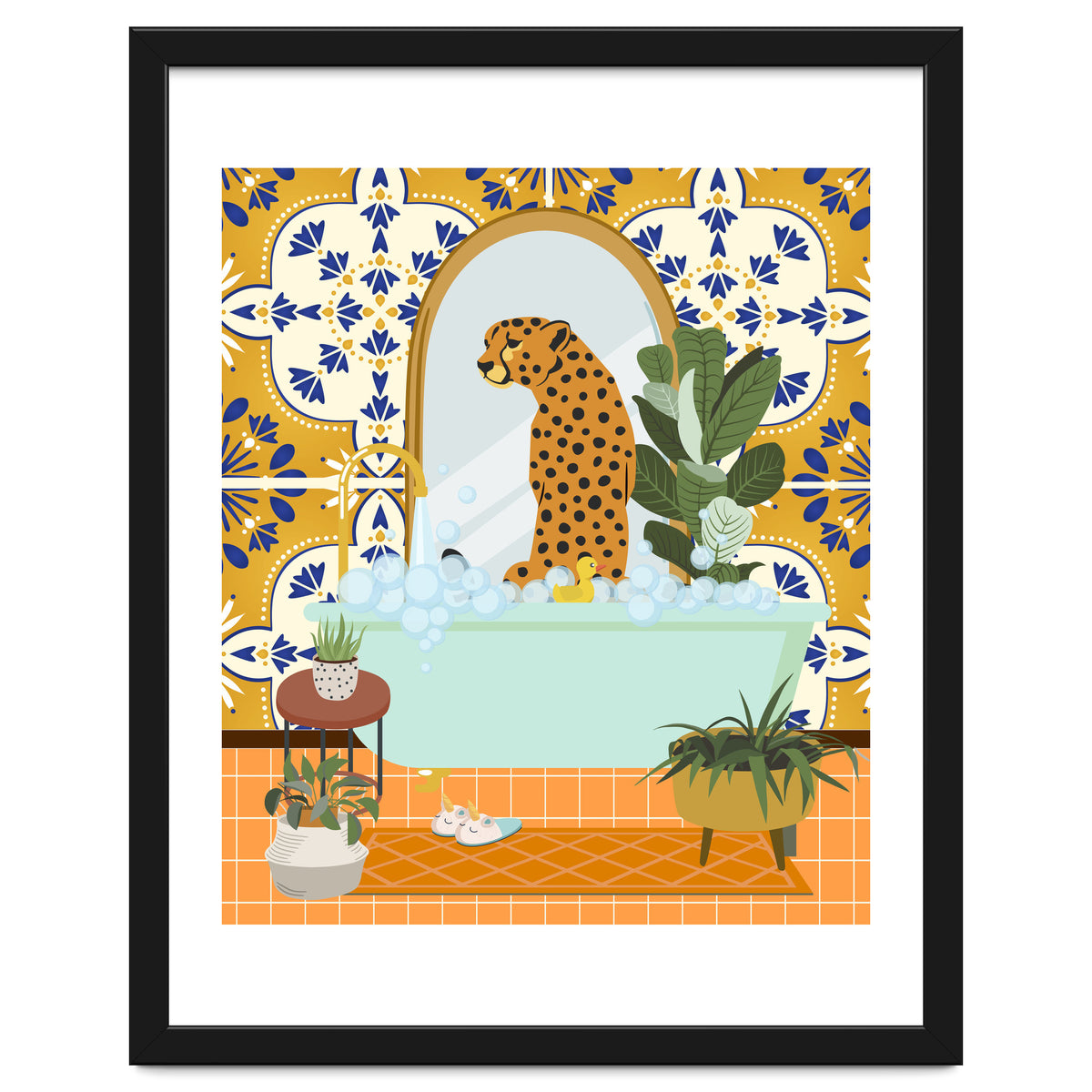 Cheetah Bathing in Moroccan Style Bathroom