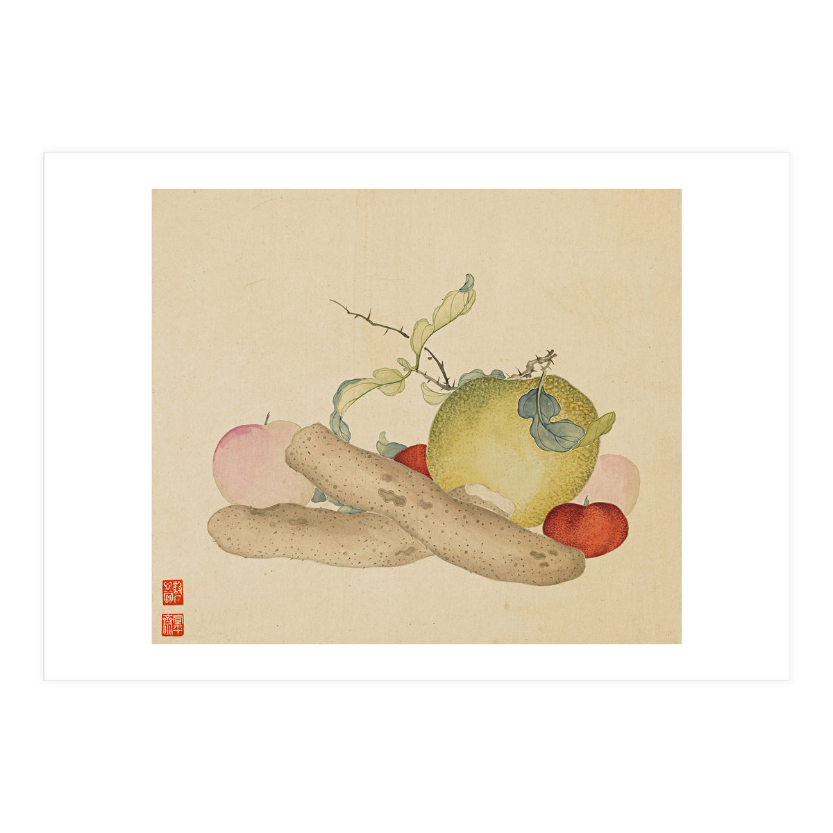 Wang Chengyu~flowers And Vegetables, Vegetables, Fruits, Yam, Apple, Pear (Print Only)