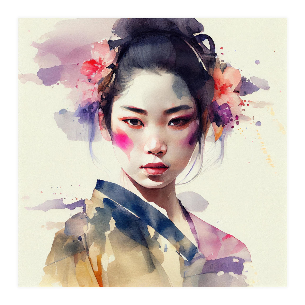 Watercolor Modern Geisha #6 (Print Only)