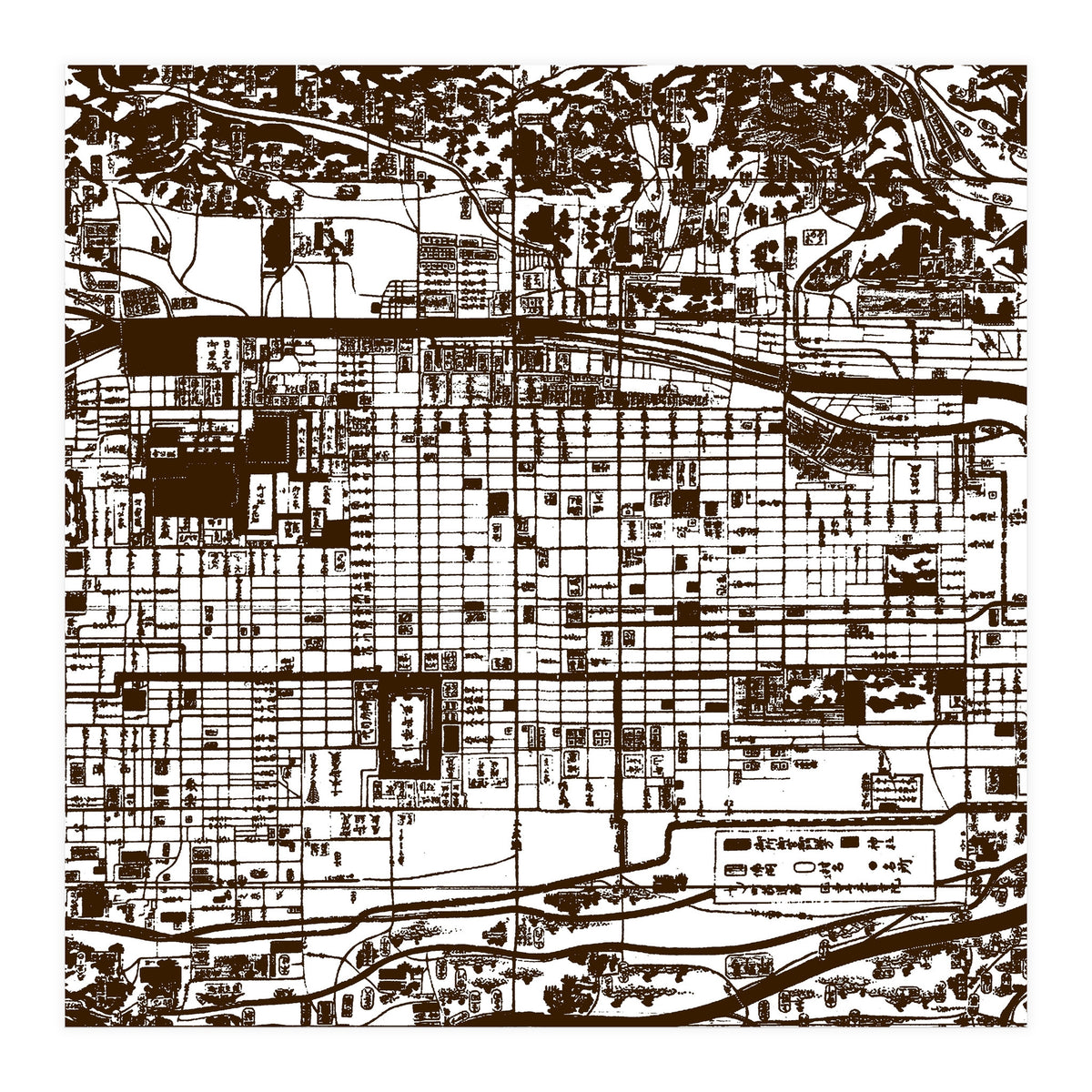 Antique Oriental Town Map  (Print Only)