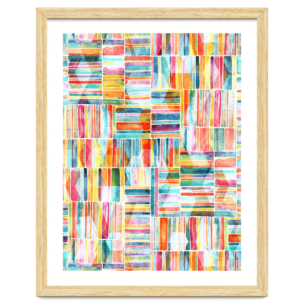Summer Pastel Geometric and Striped Abstract on white