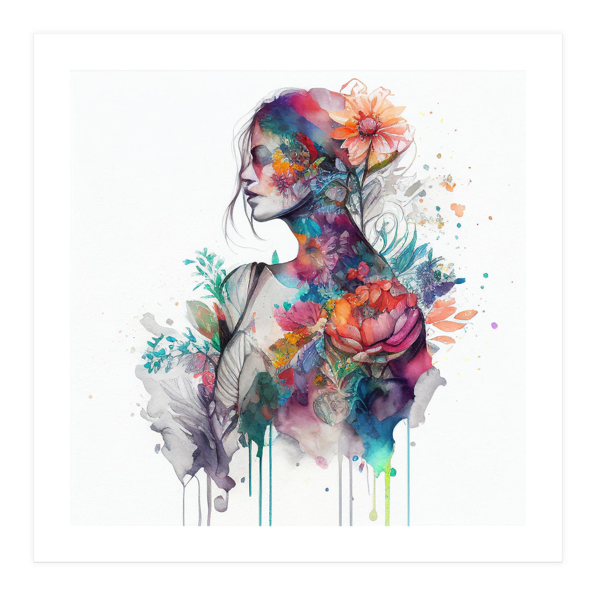 Watercolor Tropical Woman #9 (Print Only)