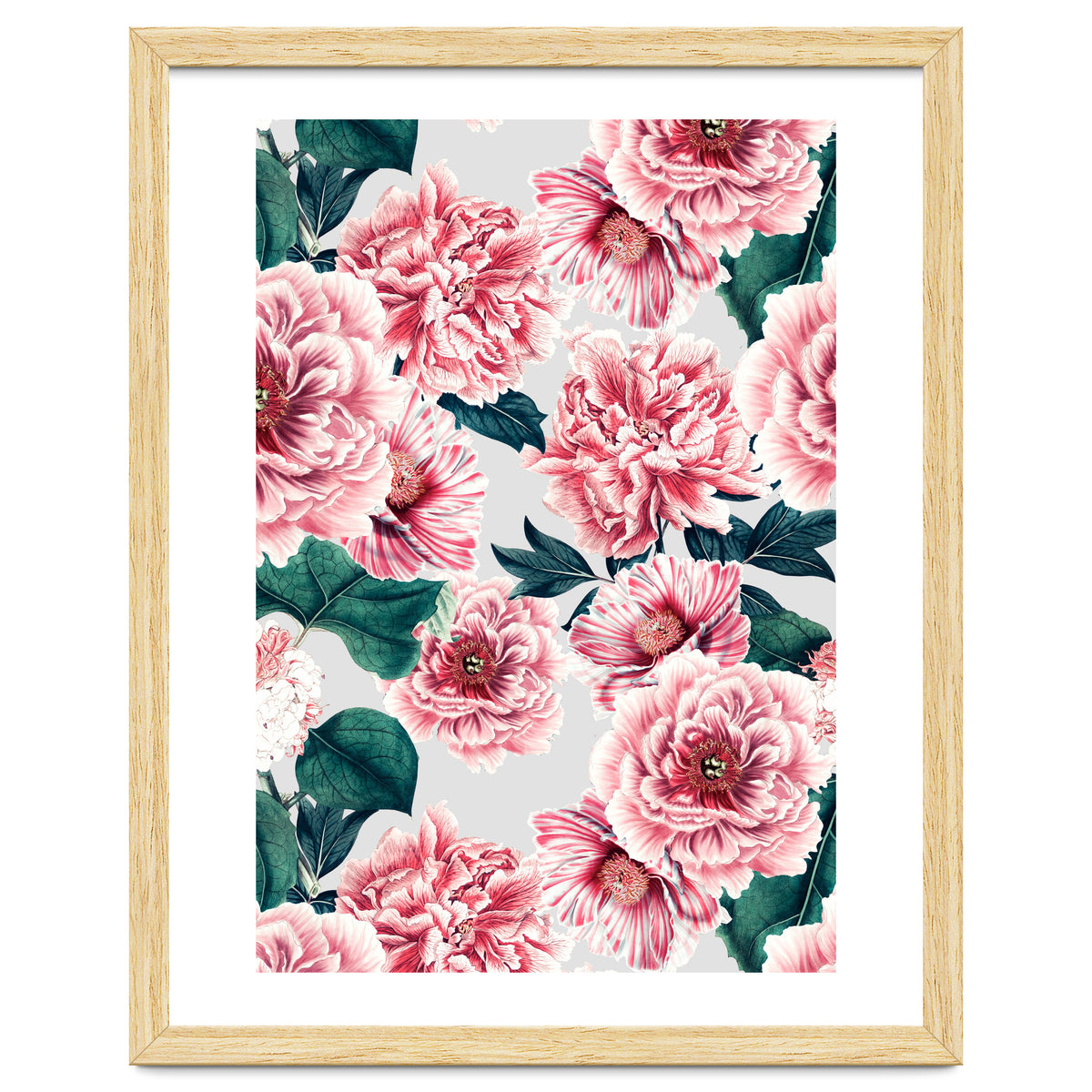 Pattern pink vintage peonies