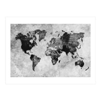 black and white world map (Print Only)