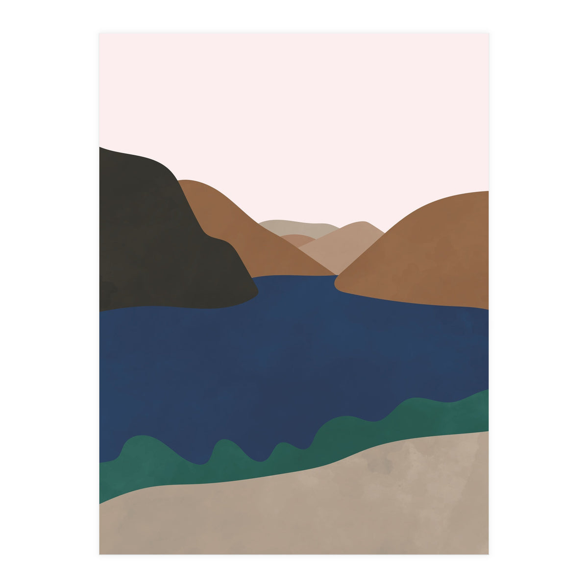 Neutral Mid Century Montains Nordic Print (Print Only)