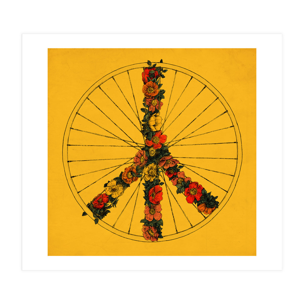 Peace And Bike Yellow (Print Only)