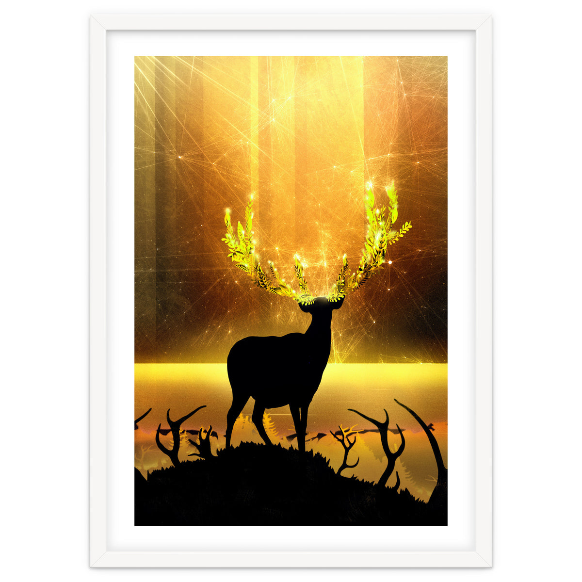 Greenery Deer Golden Sun