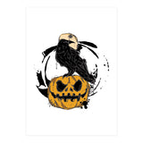 Raven over a pumpkin scribble sketch (Print Only) thumbnail