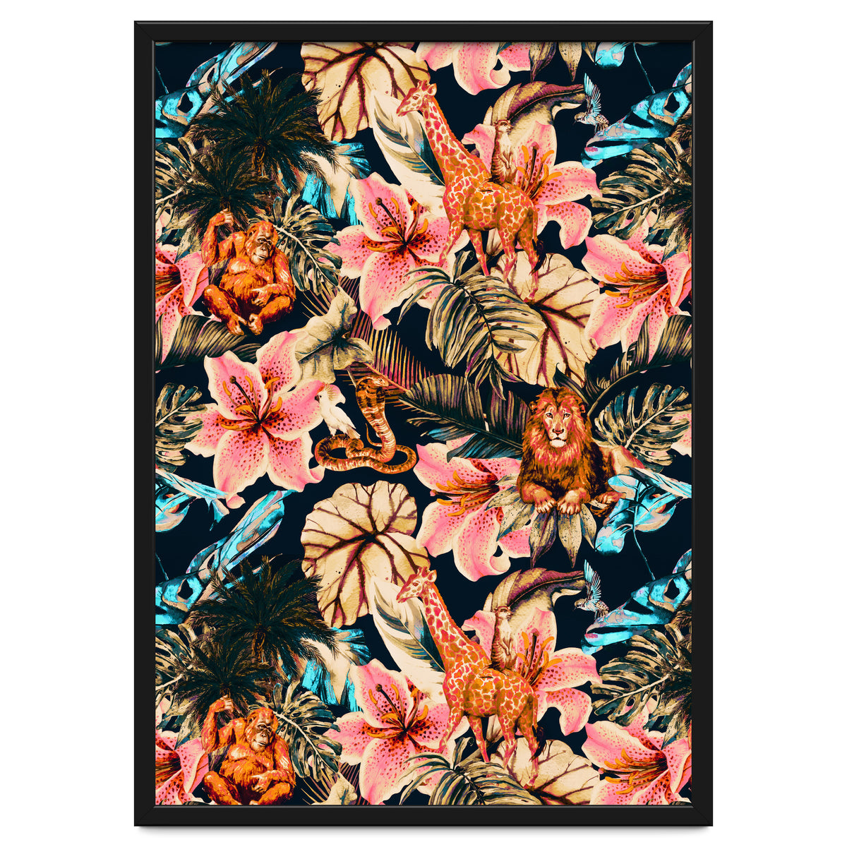 Wild animals in the dark of the jungle 02