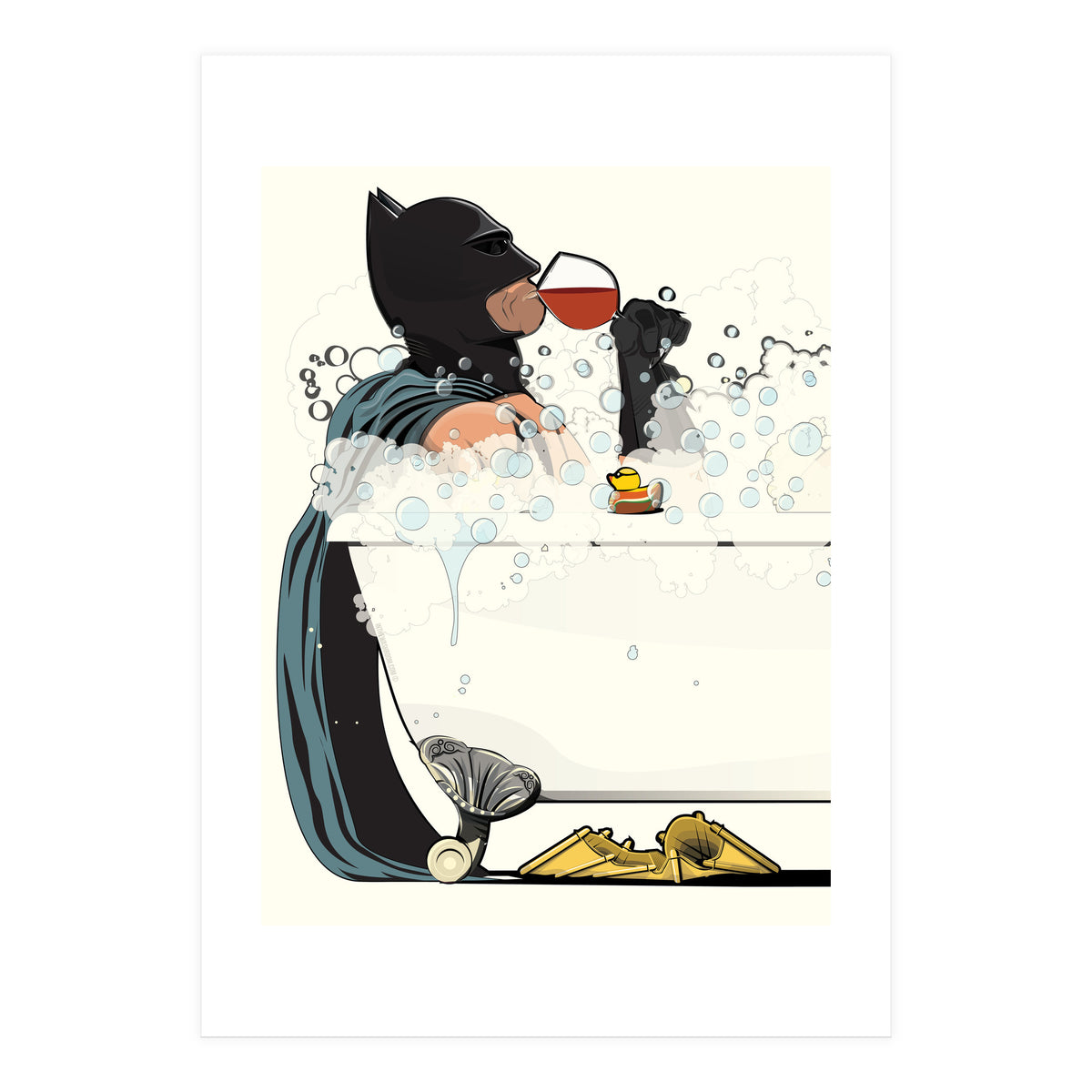 Batman in the Bath, funny Bathroom Humour (Print Only)