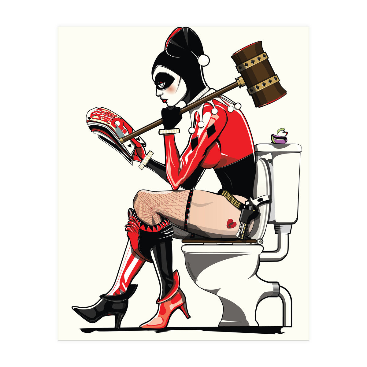 Harley Quinn on the Toilet, funny Bathroom Humour (Print Only)