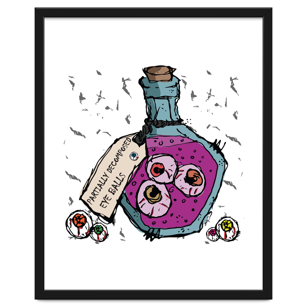 Decomposed eyes in a bottle