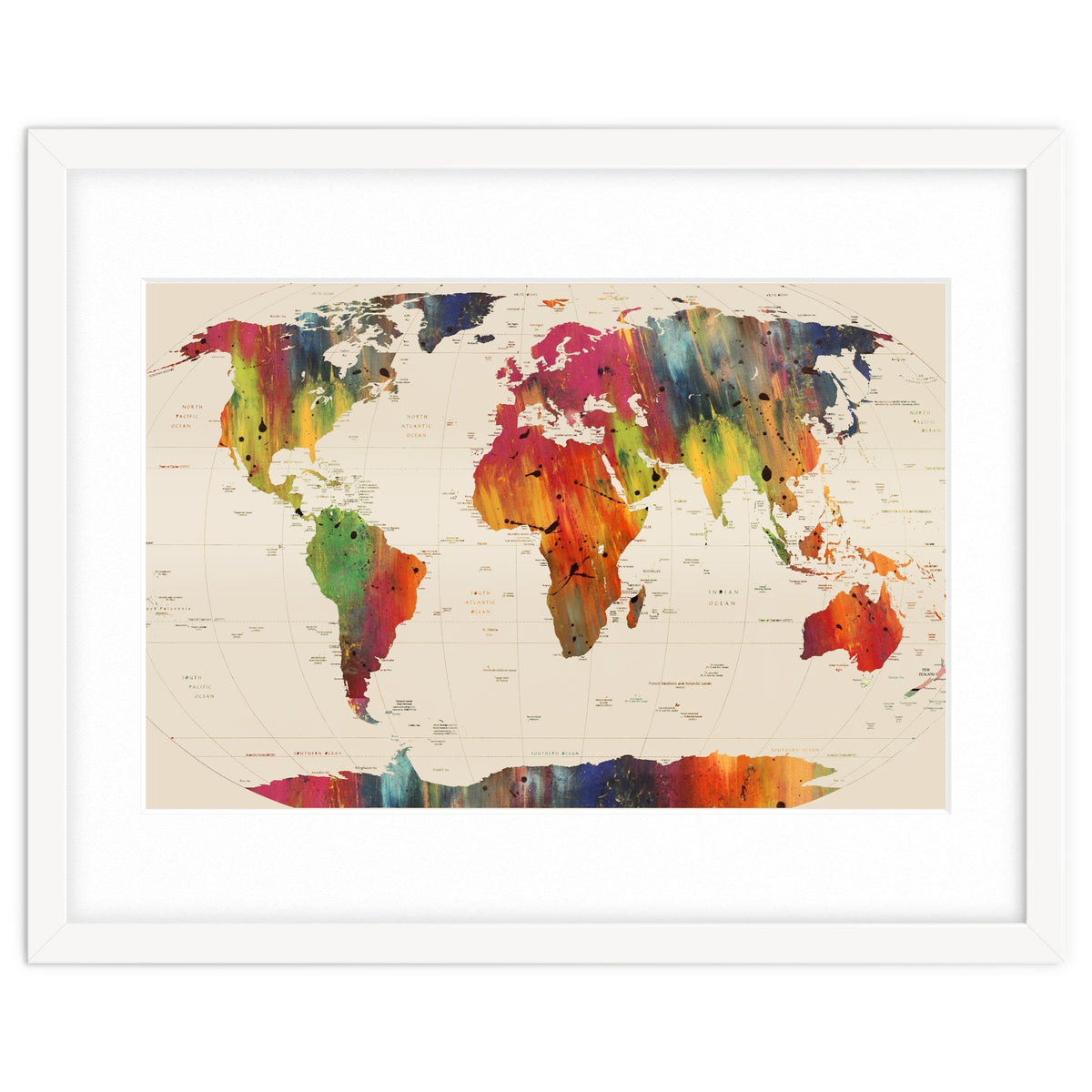 ALLOVER THE WORLD-Painted map