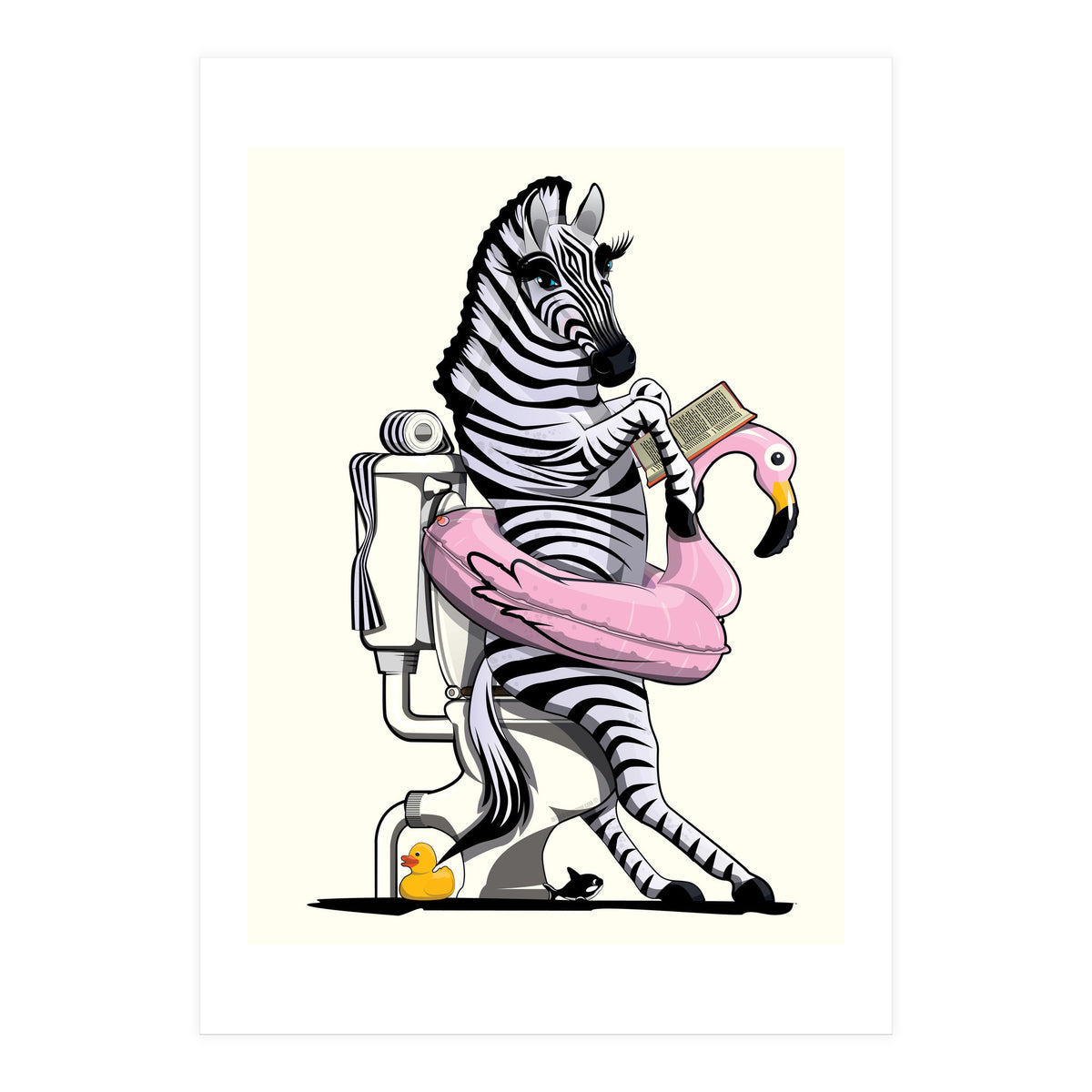 Zebra on the Toilet, Funny Bathroom Humour (Print Only)