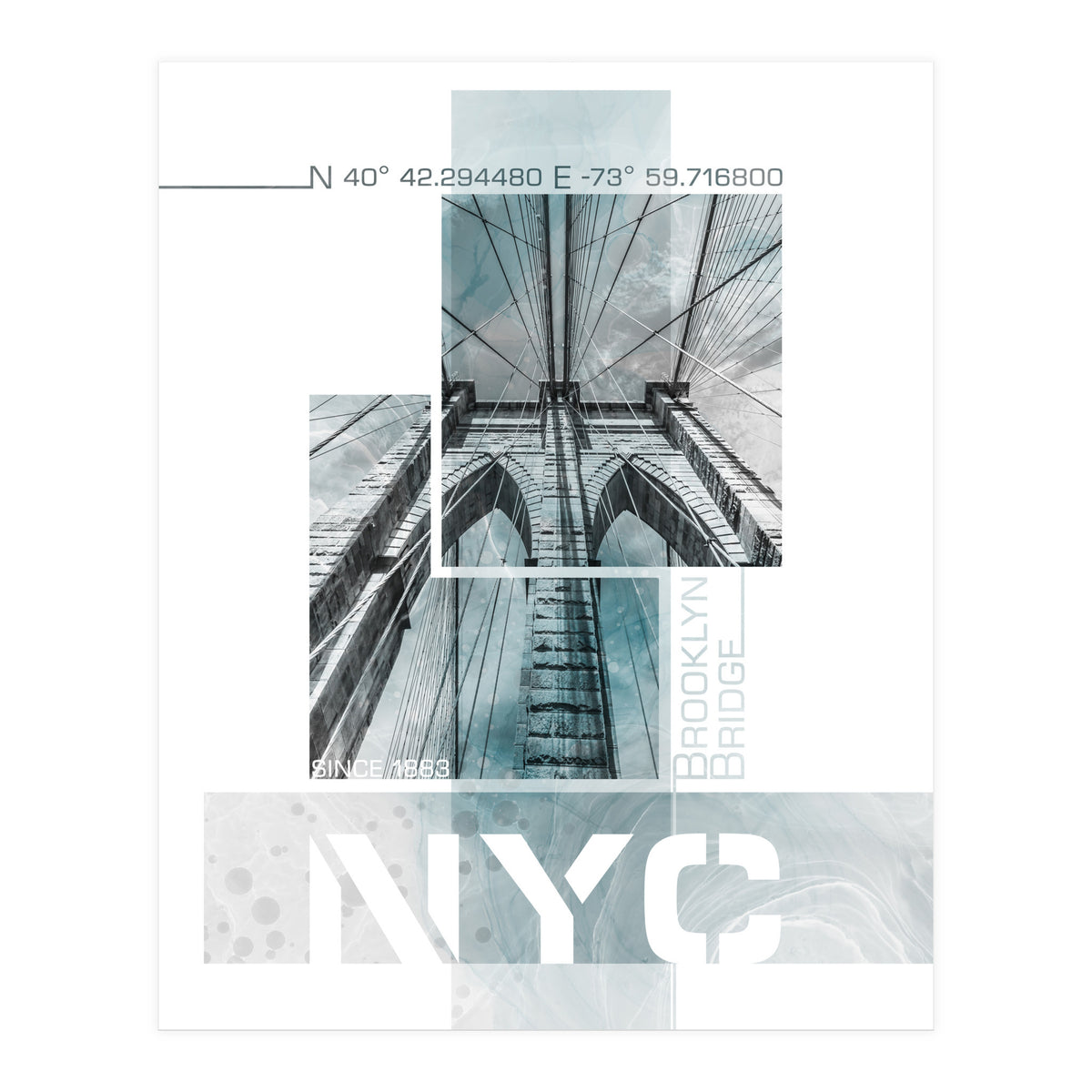 NYC Brooklyn Bridge Details | turquoise marble (Print Only)
