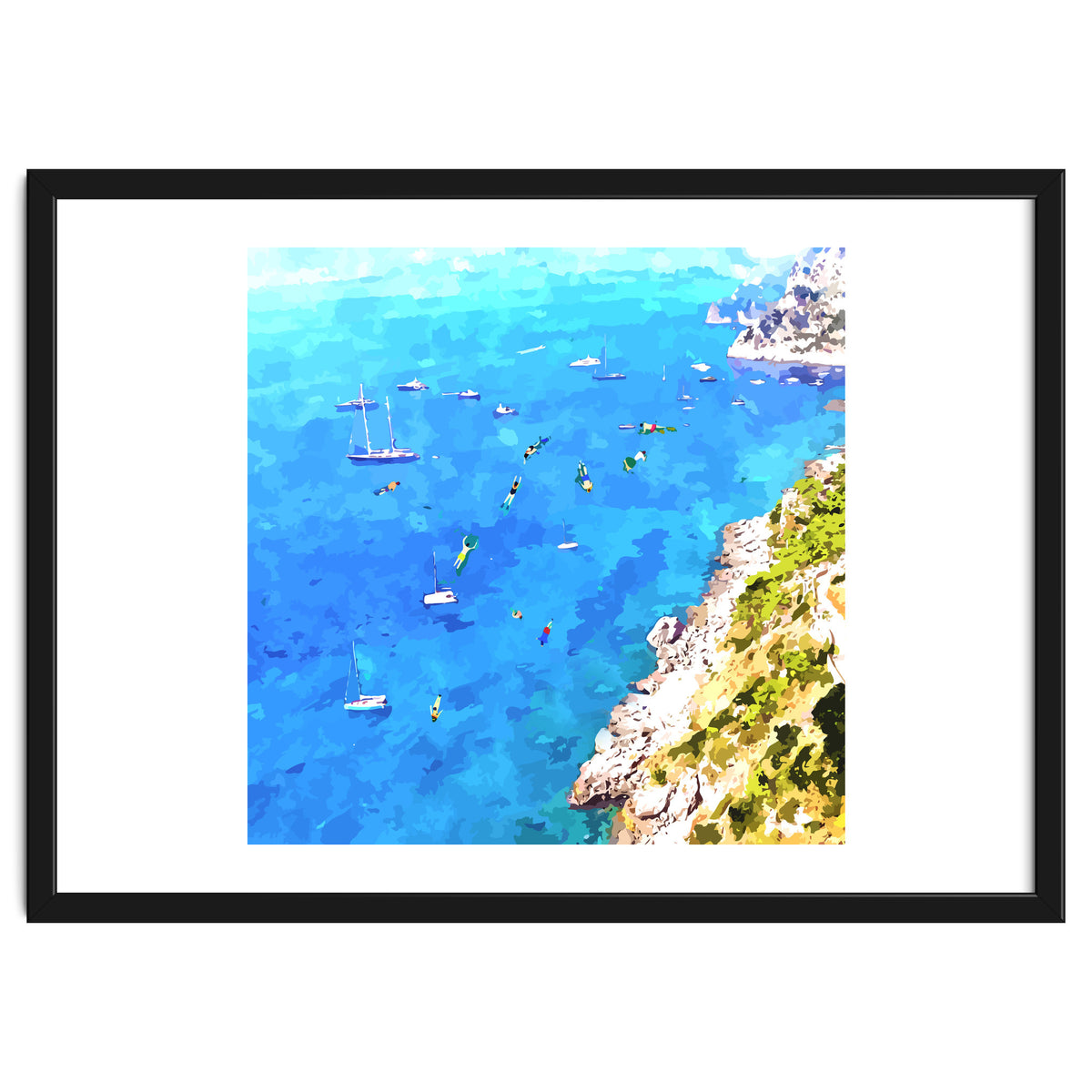 Capri Islands | Tropical Travel Summer Island | Ocean Sea Beach Swim Sail Painting