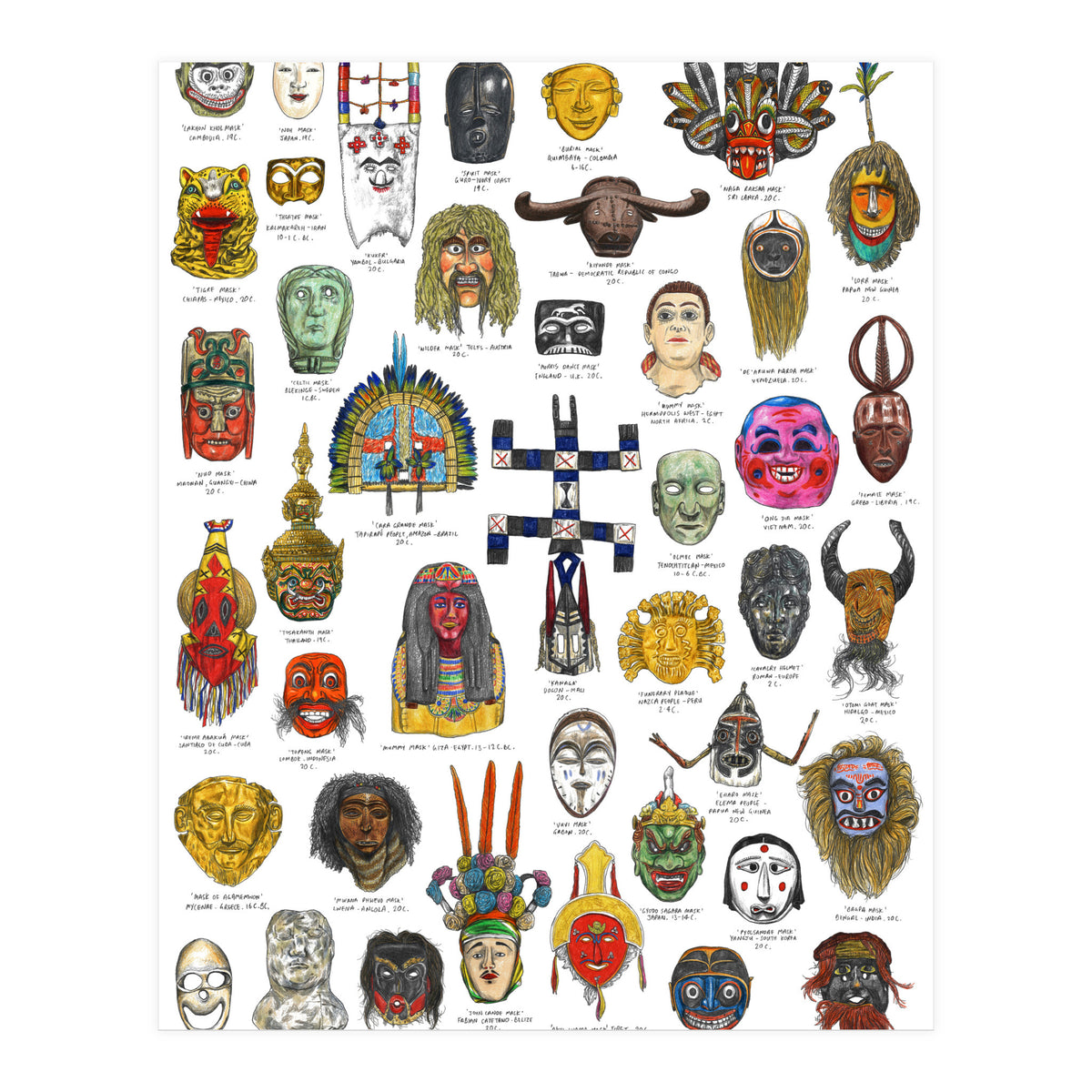 Masks Of The World (Print Only)