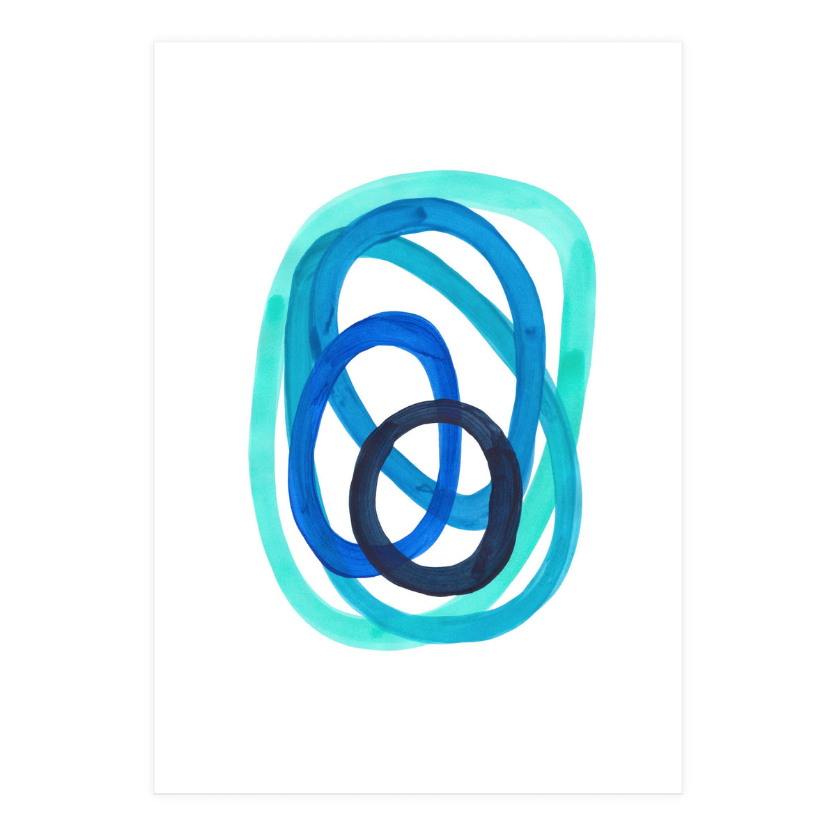 Marine Blues Blue Teal Turquoise Navy Blue Nesting Circles (Print Only)