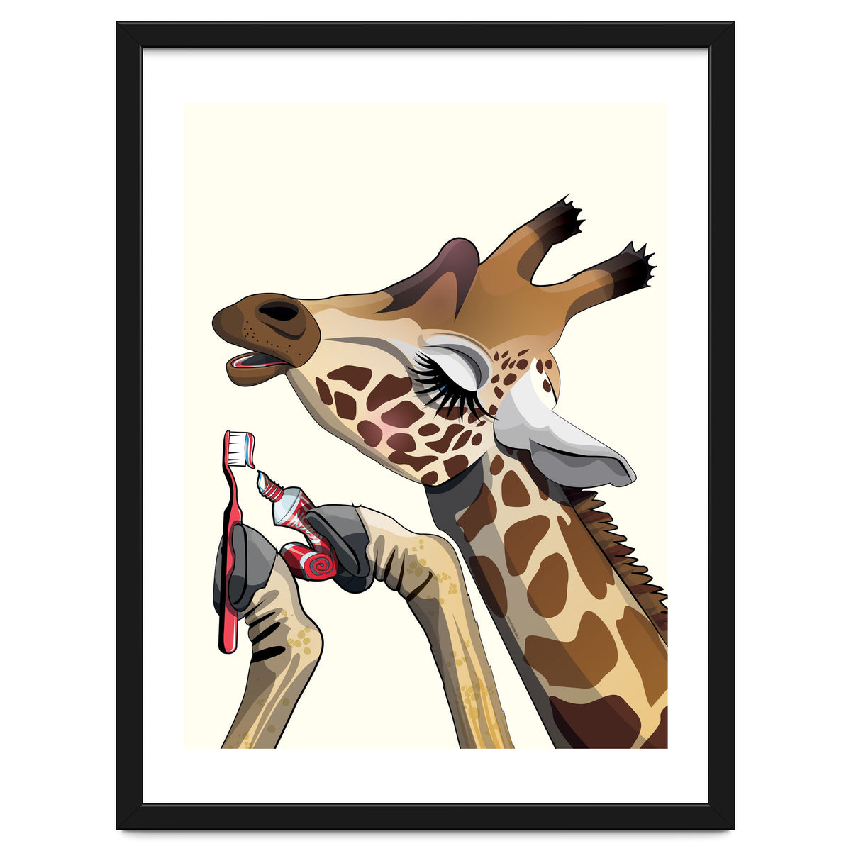 Giraffe Brushing Teeth, Funny Bathroom Humour