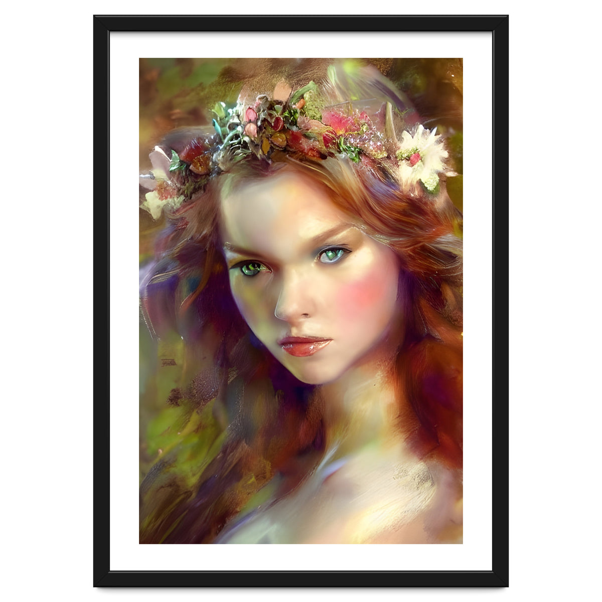 Dreamy kitschy Maiden with Flower Wreath