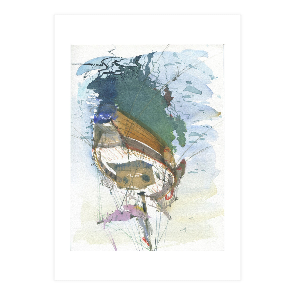 Yacht painting art watercolor (Print Only)