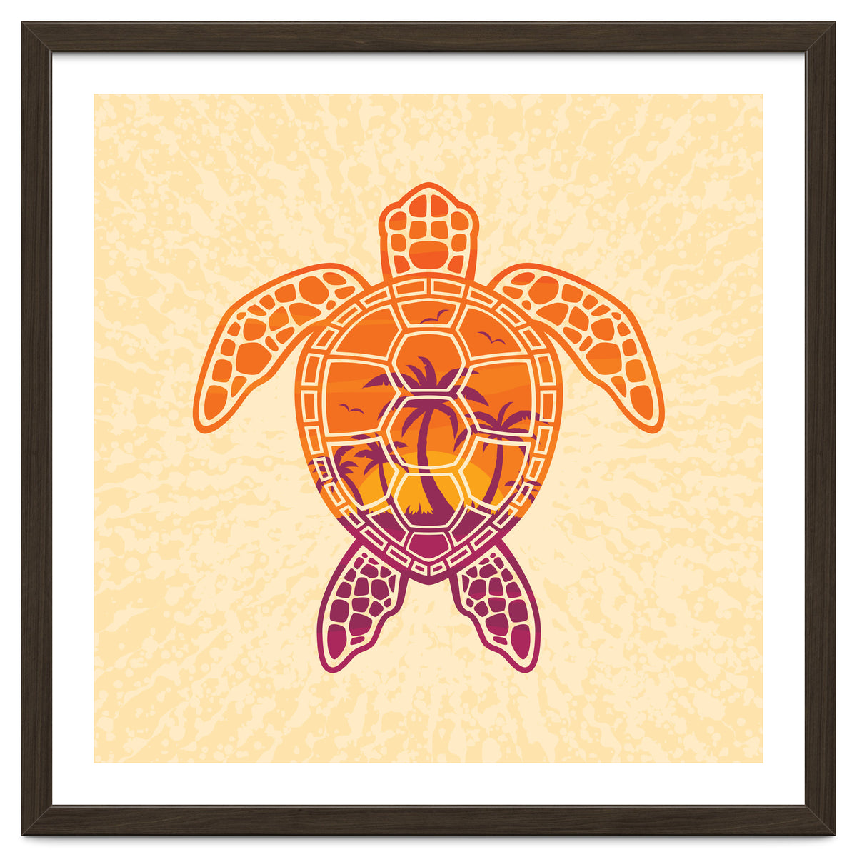 Tropical Sunset Sea Turtle Design