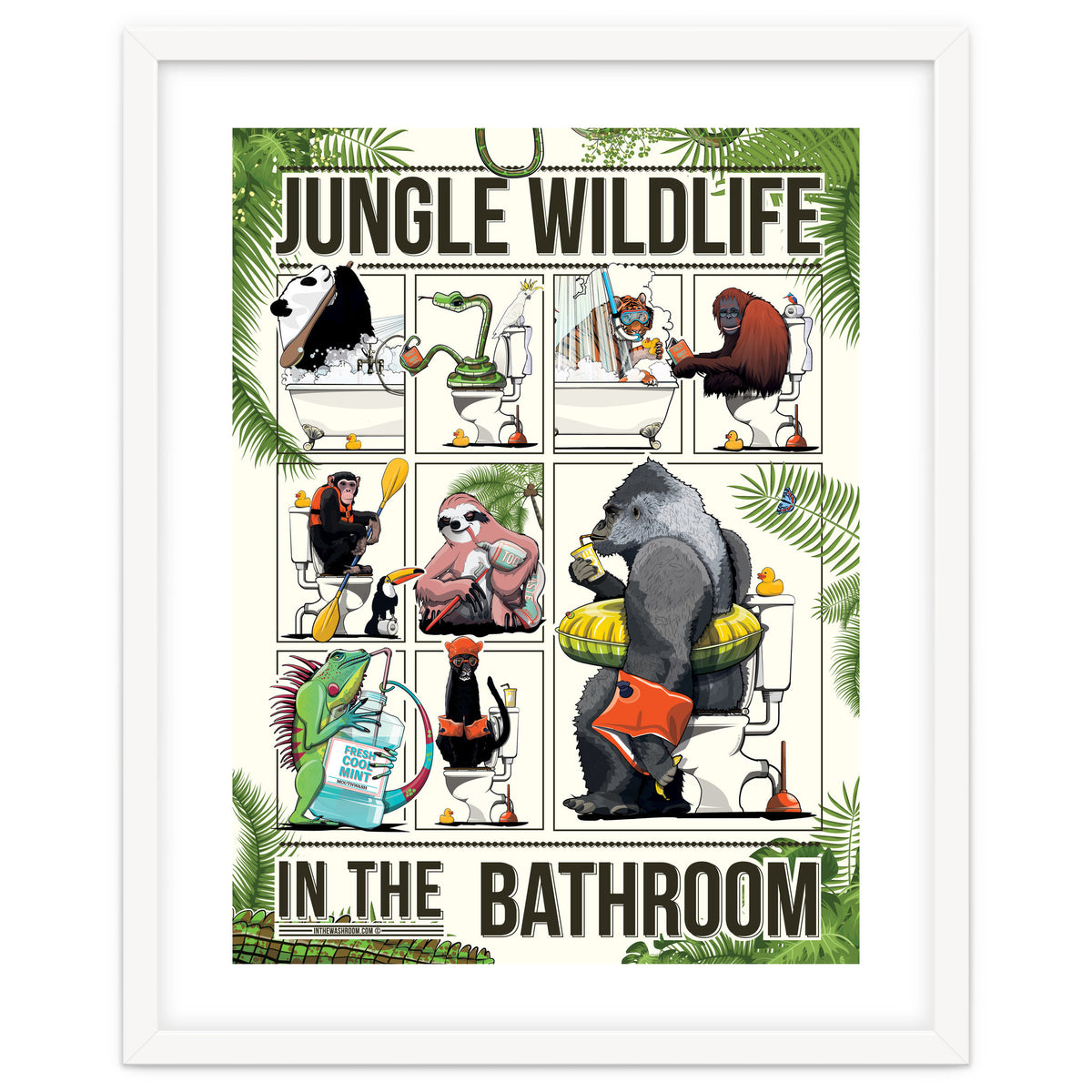 Jungle Wildlife in the Bathroom, funny toilet humour